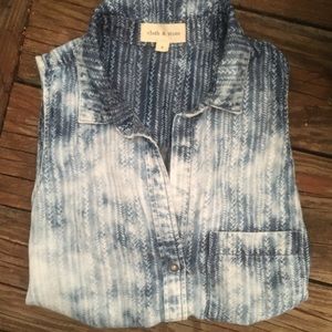 EUC Anthropologie Cloth & Stone Chambray Button Down Sleeveless Top